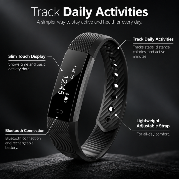 Mini Smart Watch Fitness Tracker with Heart Rate and Activity Monitor