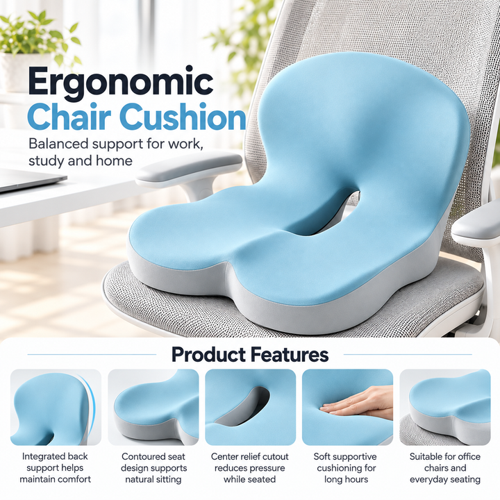 Memory Foam Seat Cushion and Back Support Orthopedic Chair Pillow