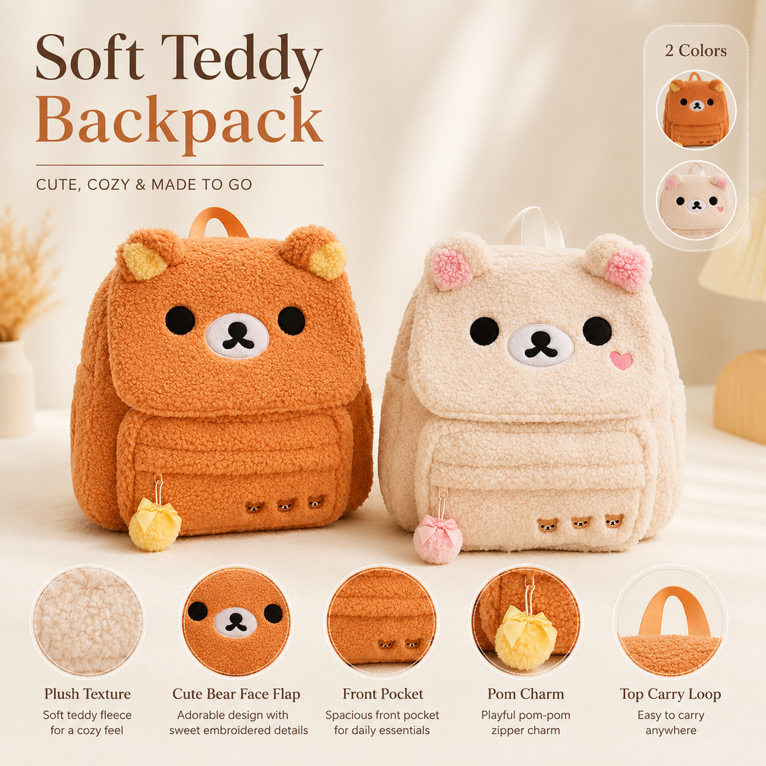 Rilakkuma Girls Large Capacity Plush School Backpack