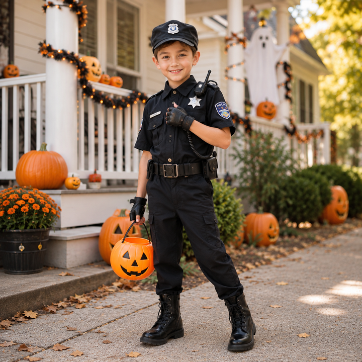 Kids Police Officer Costume Boys Girls Roleplay Dress Up
