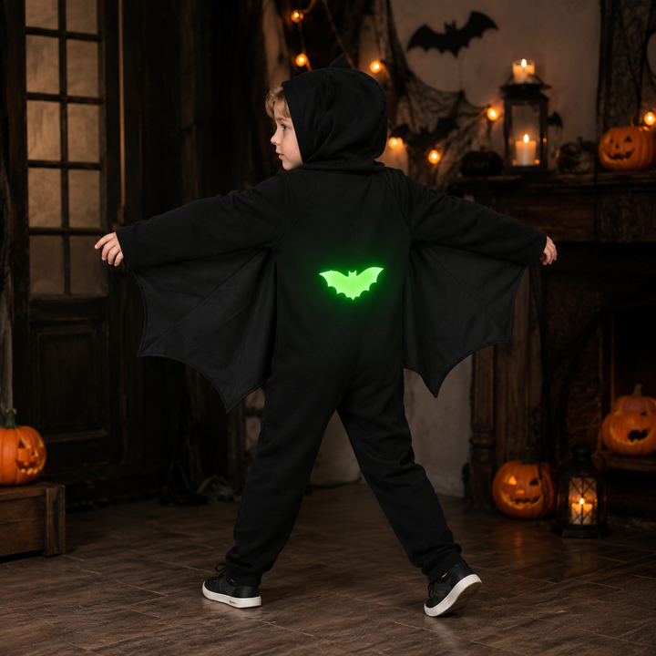 Kids Bat Wings Onesie Costume Glow Halloween Boys Girls