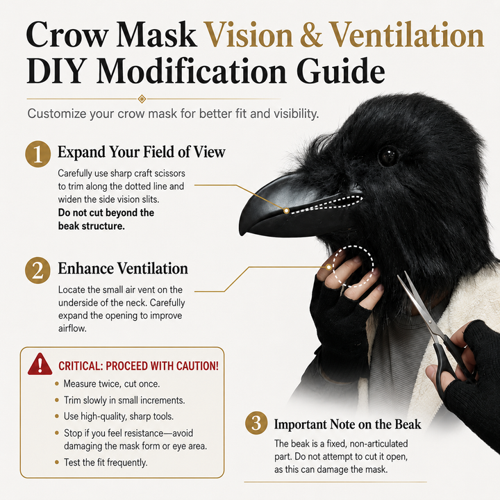 Black Raven Bird Latex Mask Halloween Horror Adult
