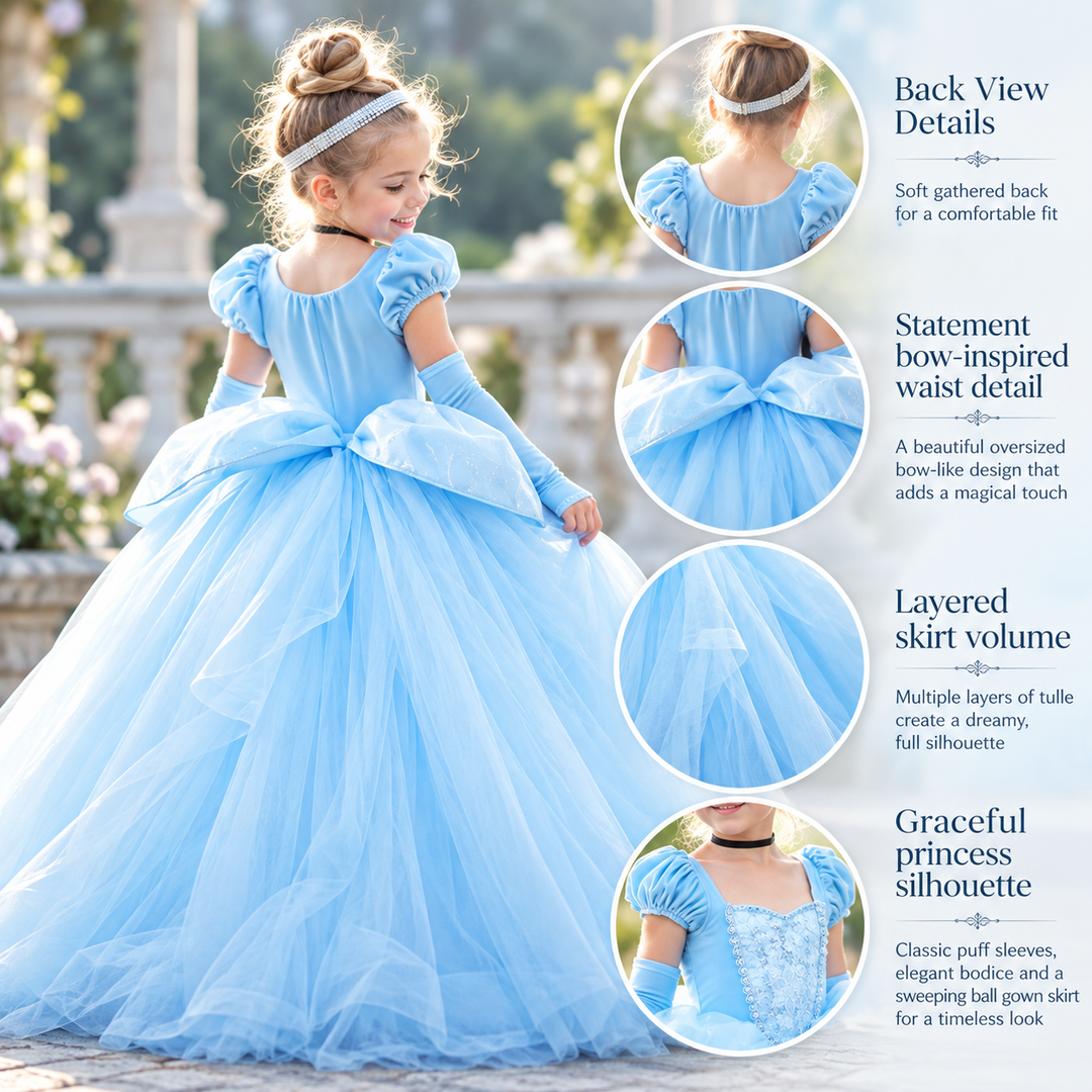 Girls Cinderella Princess Dress Costume Fancy Dress Party Ball Gown