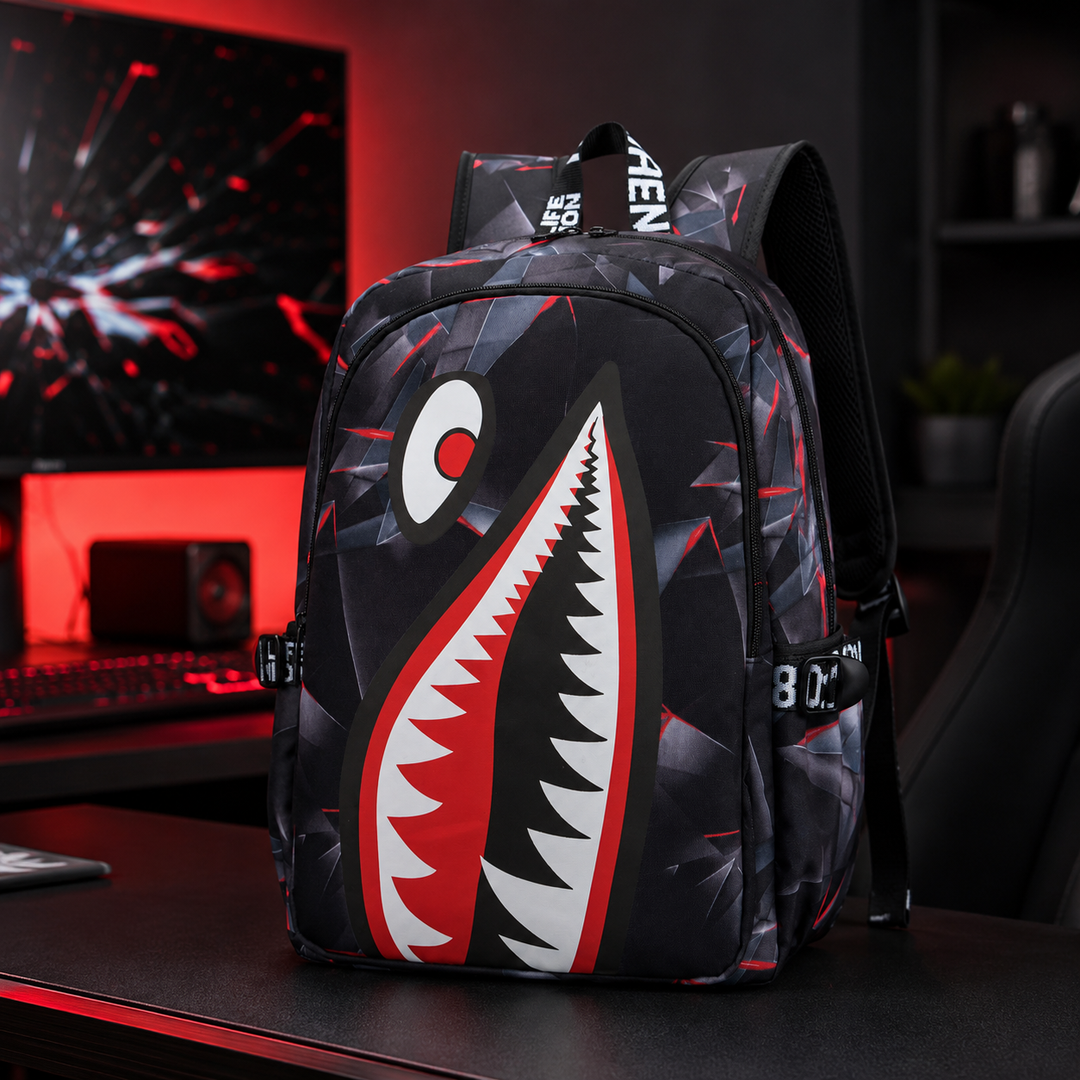 Shark Mouth Backpack for Boys Large Capacity Lightweight Primary School Bag