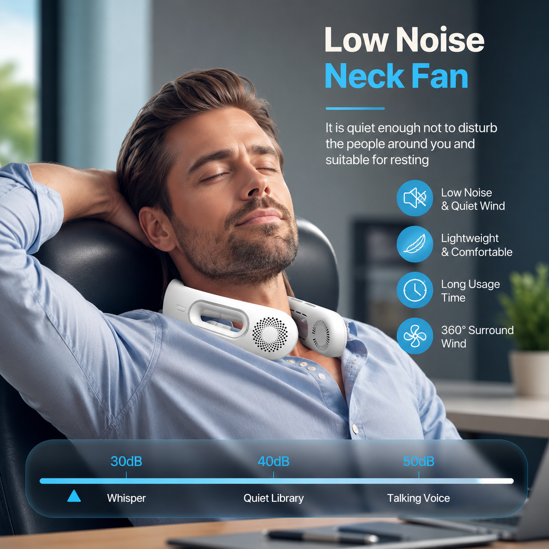 Bladeless Neck Fan Portable Rechargeable 4 Speed 360 Degree Cooling Fan