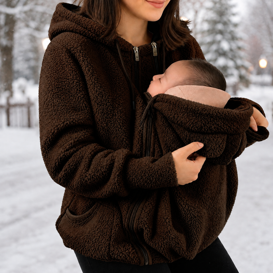 Womens Sherpa Fleece Babywearing Zip Hoodie Maternity Jacket