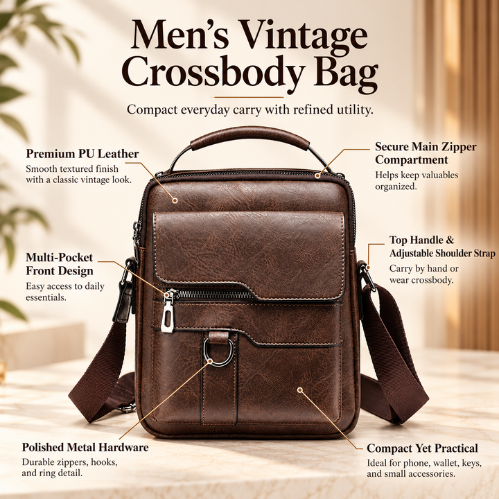 Mens Genuine Leather Shoulder Bag Crossbody Messenger Bag