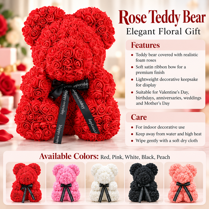 Rose Bear Handmade Luxury Flower Teddy Bear Gift for Her