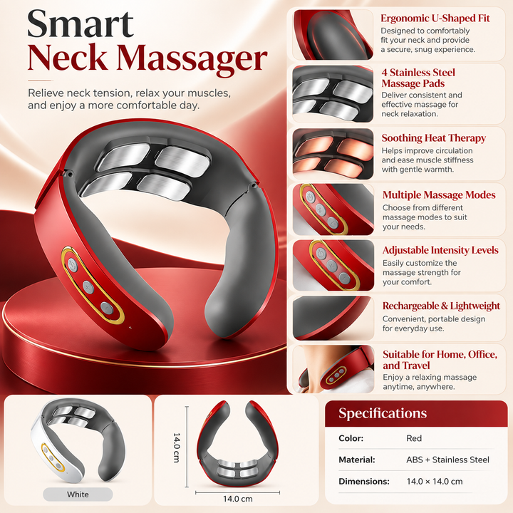 Smart 4D Neck and Shoulder Massager with Heat Cordless Deep Kneading