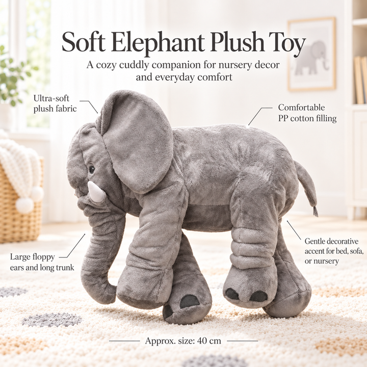 Baby Elephant Pillow Soft Plush Stuffed Toy Cushion for Nursery