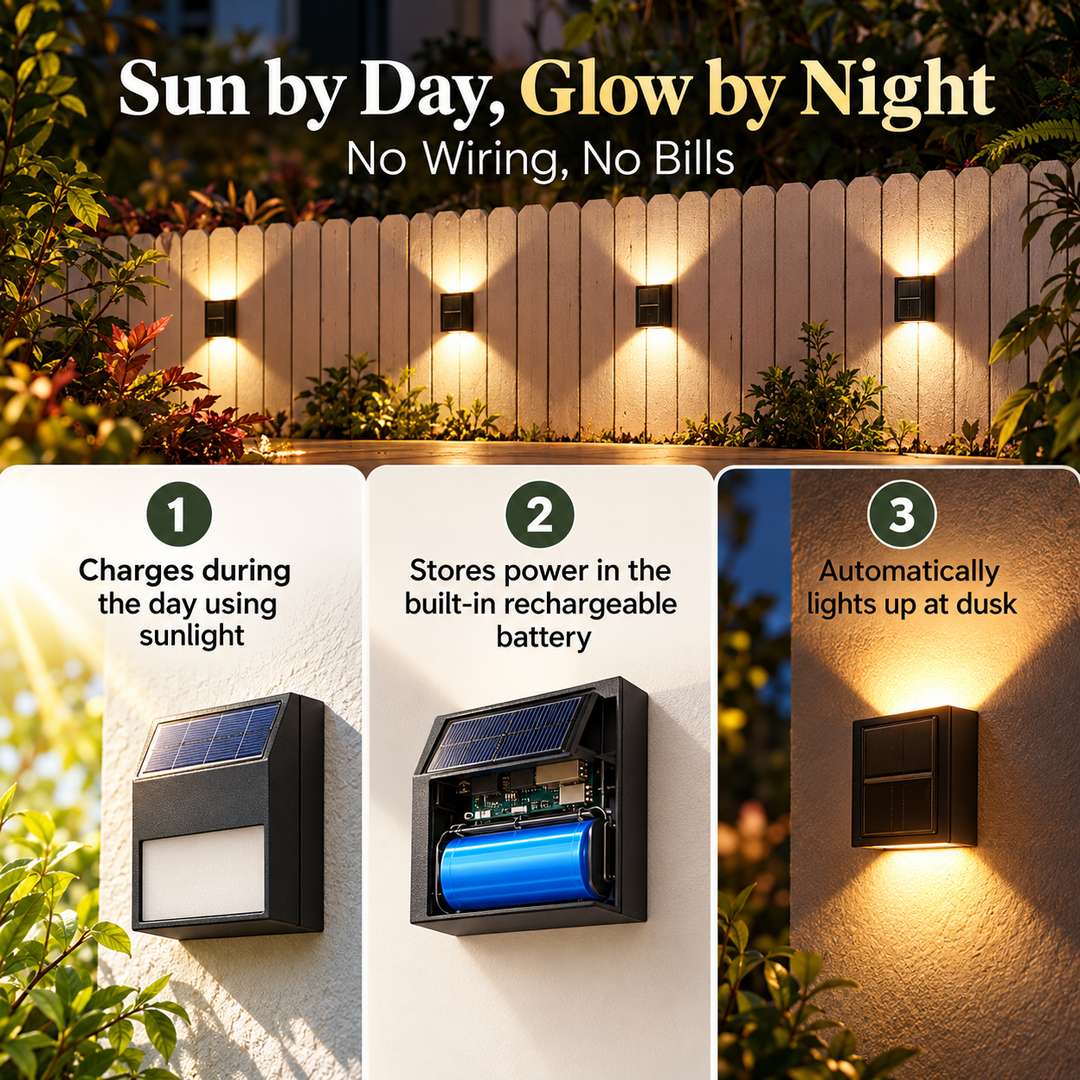 Wireless Solar LED Wall Lights Outdoor Garden Pathway Light