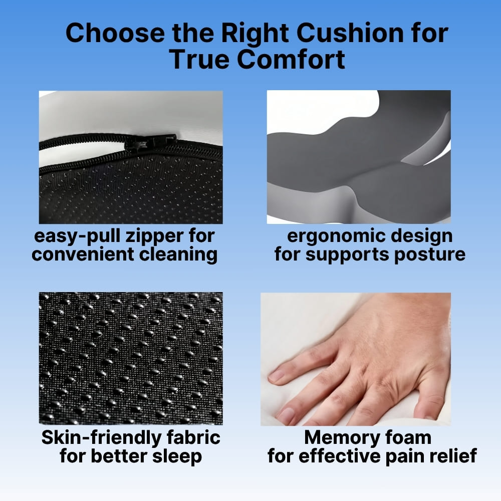Memory Foam Orthopedic Seat Cushion and Lumbar Back Support Set