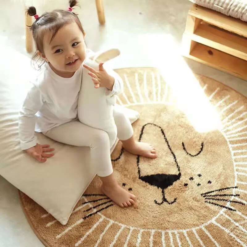 Round Lion Shaped Circular Playmat Rug for Kids