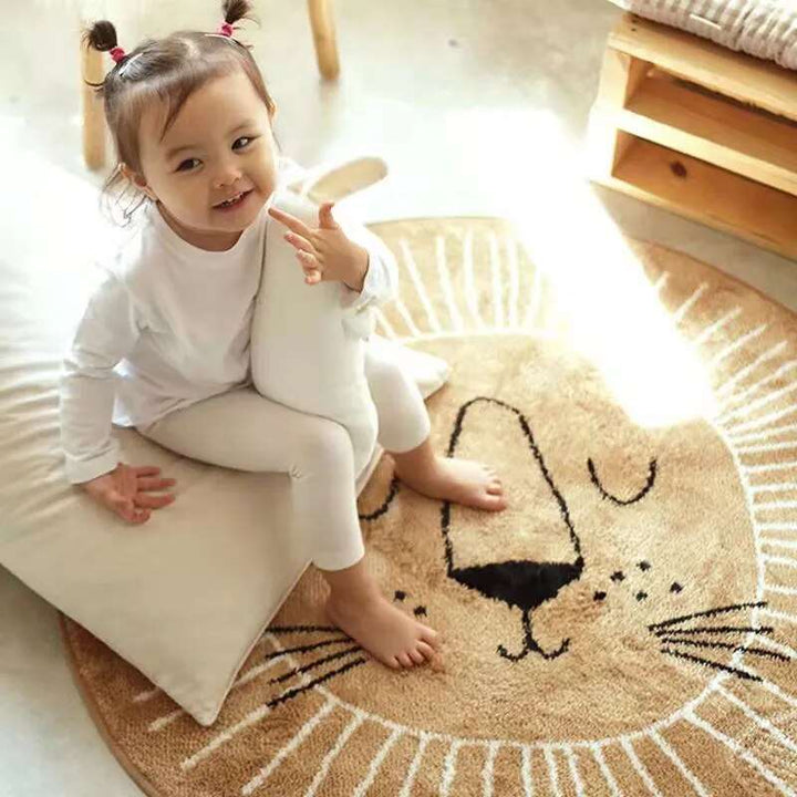 Round Lion Shaped Circular Playmat Rug for Kids