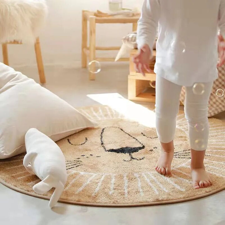 Round Lion Shaped Circular Playmat Rug for Kids