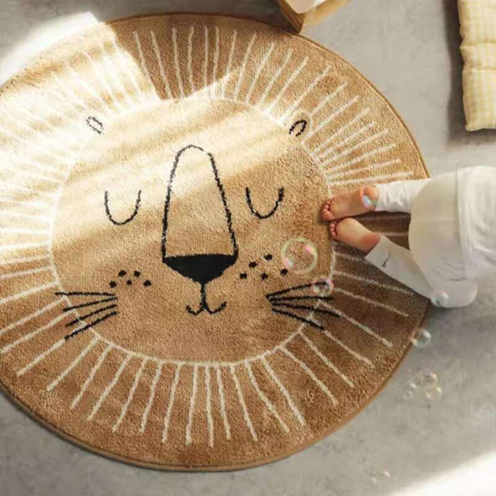 Round Lion Shaped Circular Playmat Rug for Kids