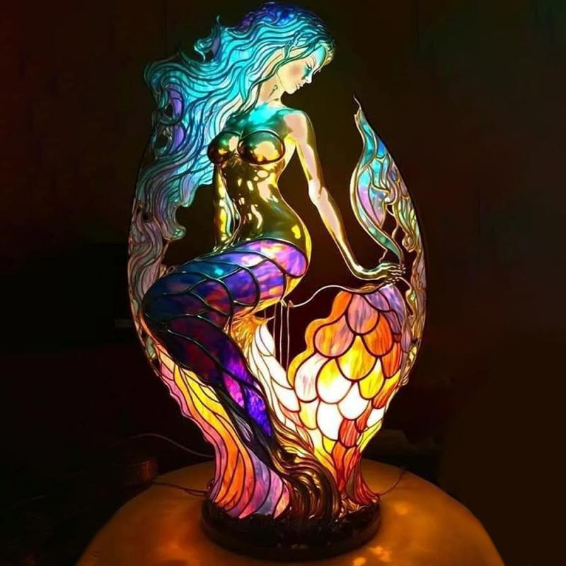Animal Shape Acrylic LED Table Lamp with 12 Design Options Turtle Owl Lion Mermaid