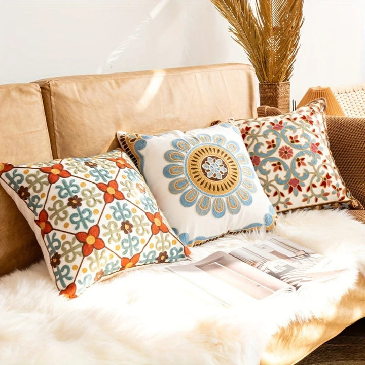 Square Embroidered Cushion Cover Pillow Case