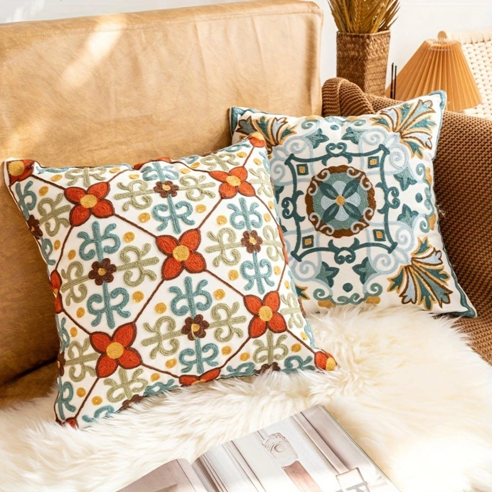 Square Embroidered Cushion Cover Pillow Case