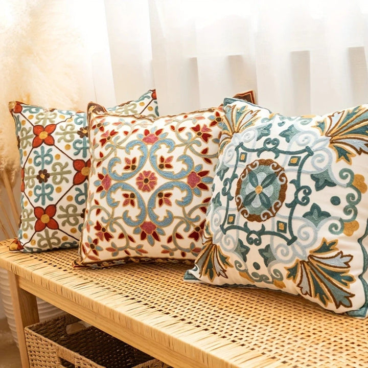 Square Embroidered Cushion Cover Pillow Case
