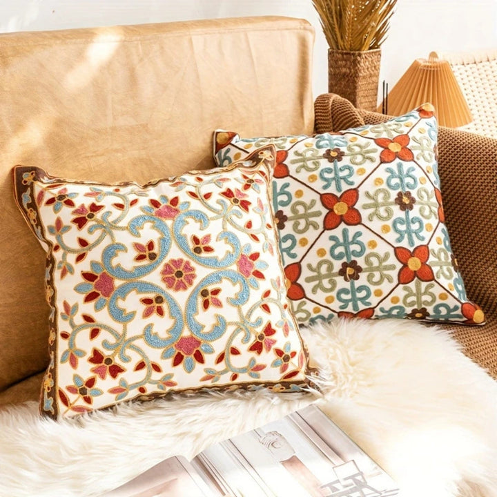 Square Embroidered Cushion Cover Pillow Case