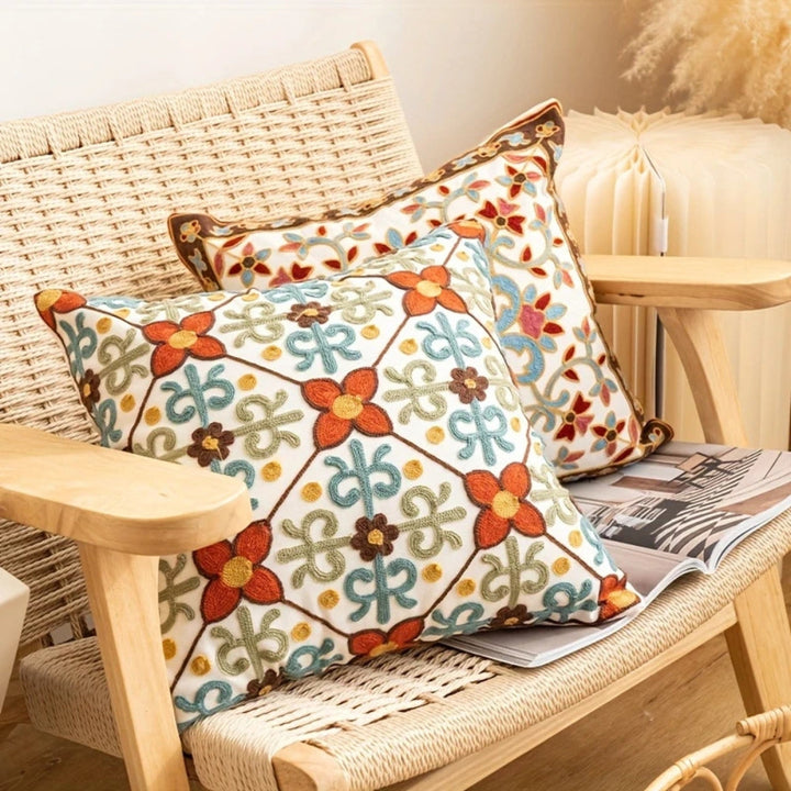 Square Embroidered Cushion Cover Pillow Case