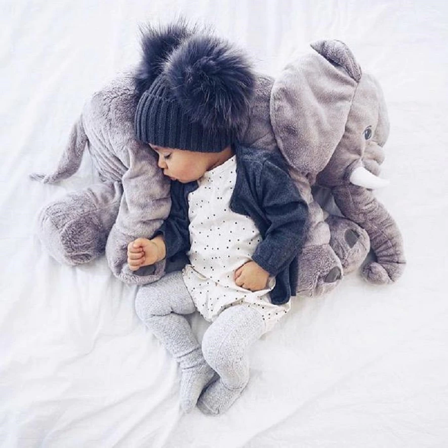 Elephant Shaped Plush Baby Pillow Cushion