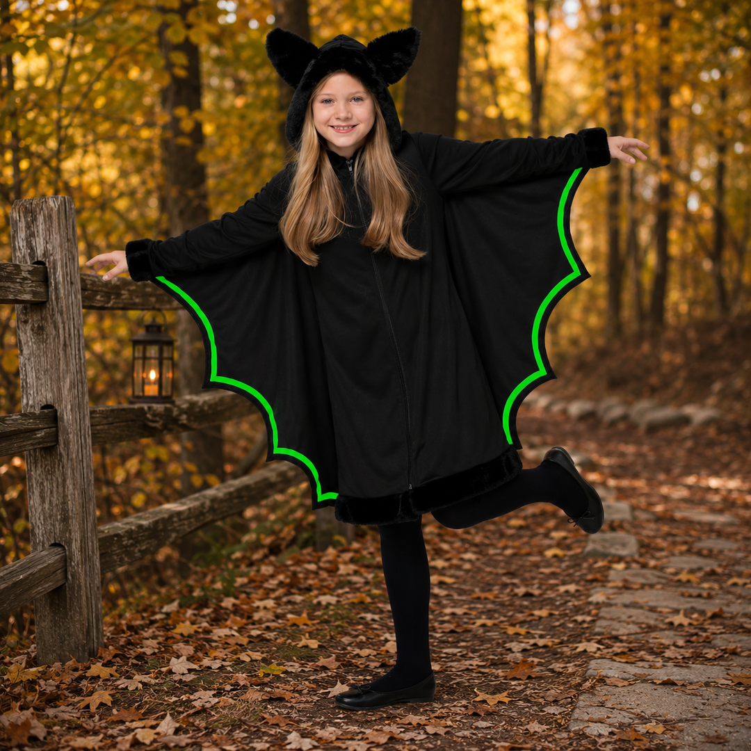 Girls Glow in the Dark Bat Halloween Costume Kids