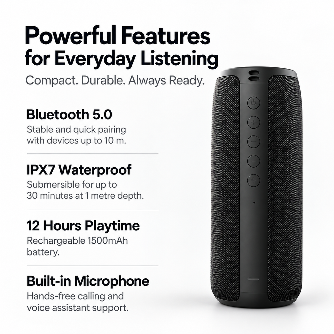 Waterproof Bluetooth Speaker Portable Wireless 360 Sound Compact