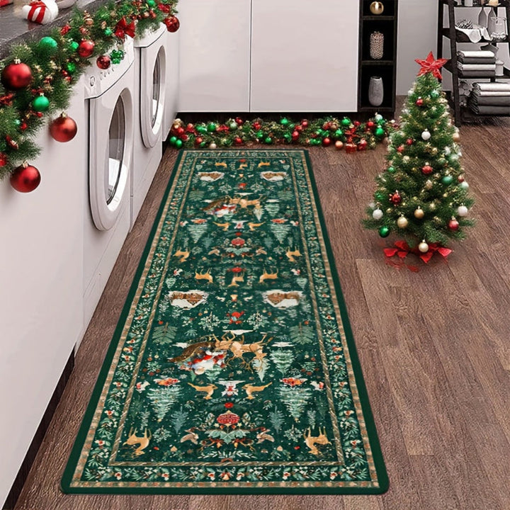 Indoor Runner Rug Reindeer Pattern Hallway Floor Mat