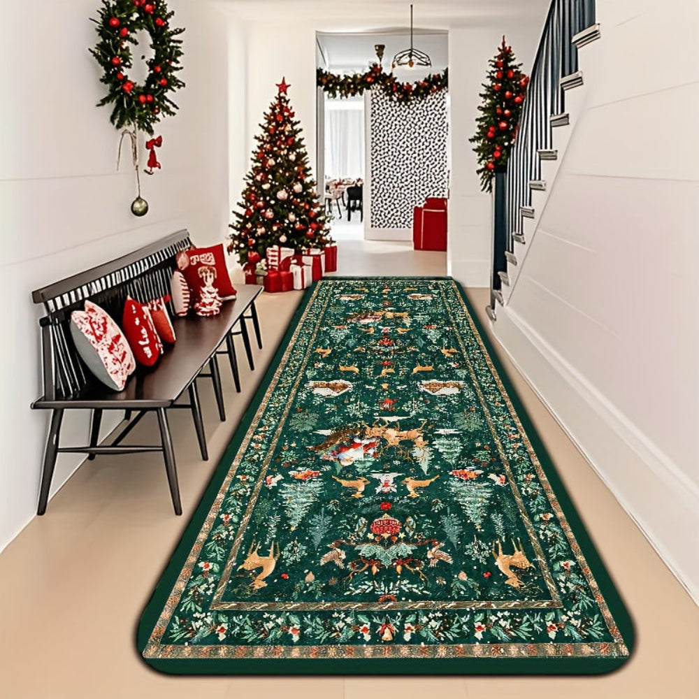 Indoor Runner Rug Reindeer Pattern Hallway Floor Mat