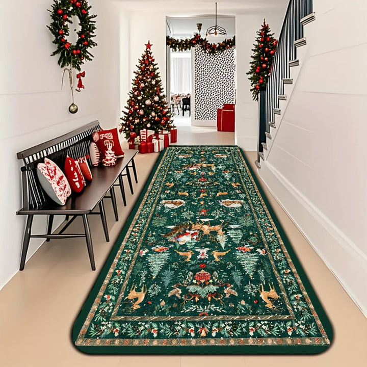 Indoor Runner Rug Reindeer Pattern Hallway Floor Mat