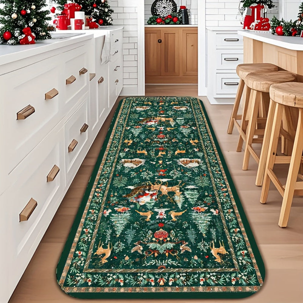 Indoor Runner Rug Reindeer Pattern Hallway Floor Mat