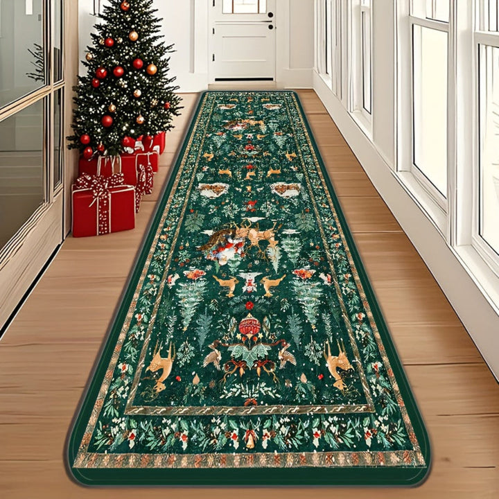 Indoor Runner Rug Reindeer Pattern Hallway Floor Mat