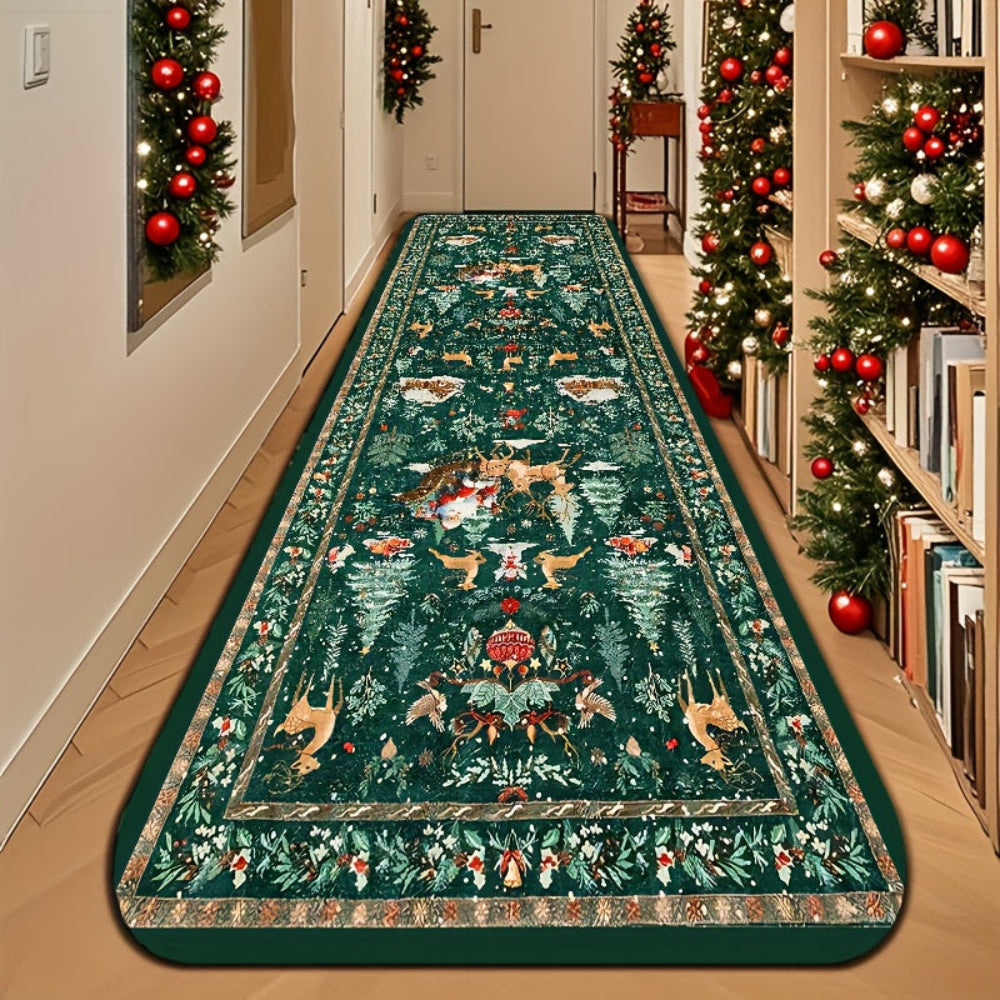 Indoor Runner Rug Reindeer Pattern Hallway Floor Mat