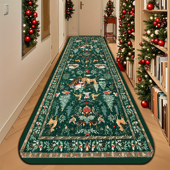 Indoor Runner Rug Reindeer Pattern Hallway Floor Mat