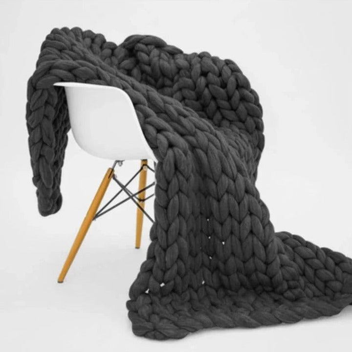 Merino Wool Knitted Blanket Throw Square Wool Throw Blanket