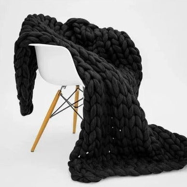 Merino Wool Knitted Blanket Throw Square Wool Throw Blanket