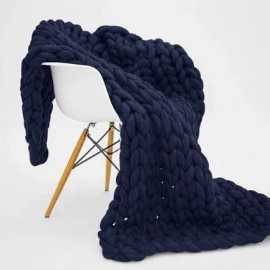 Merino Wool Knitted Blanket Throw Square Wool Throw Blanket