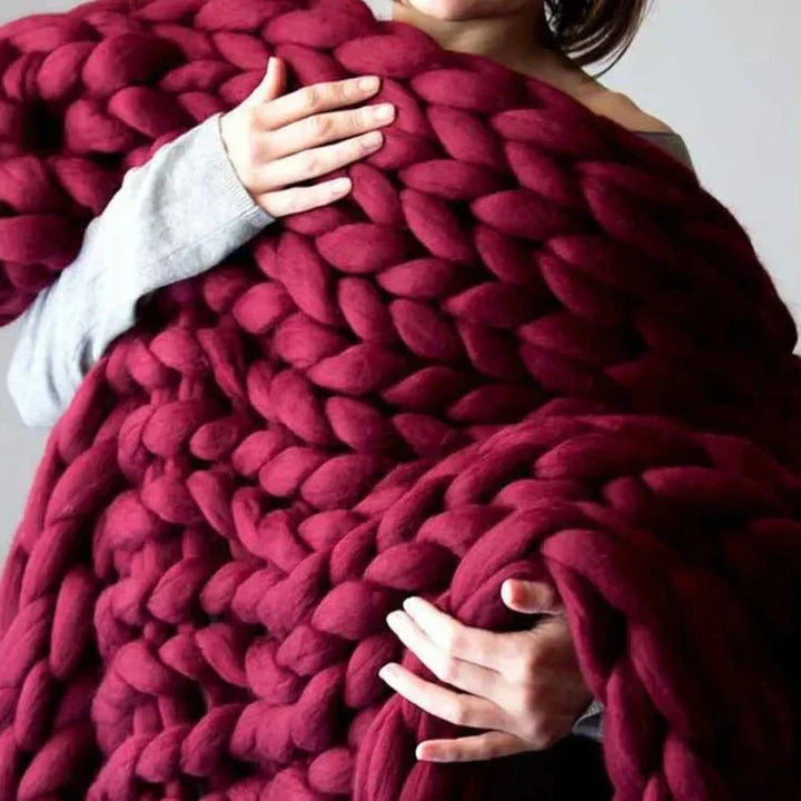 Merino Wool Knitted Blanket Throw Square Wool Throw Blanket