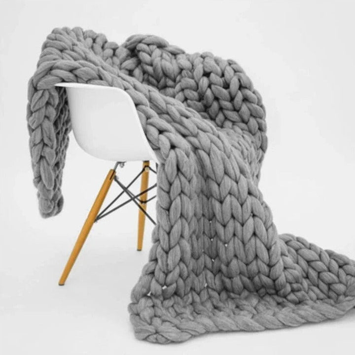 Merino Wool Knitted Blanket Throw Square Wool Throw Blanket