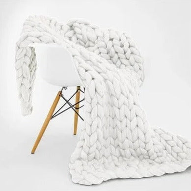 Merino Wool Knitted Blanket Throw Square Wool Throw Blanket