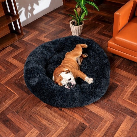 Circular Dog Bed with Removable Cover Calming Pet Bed
