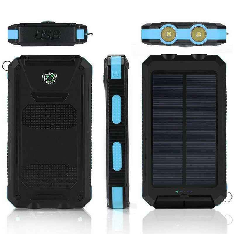 50000mAh Waterproof Portable Power Bank Dual USB Charger with Flashlight