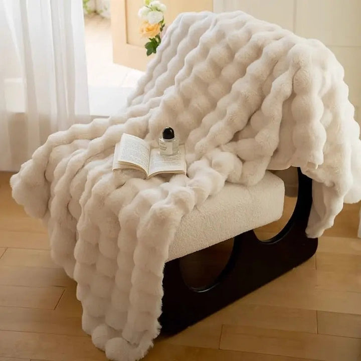 Faux Fur Throw Blanket Plush Soft Warm Decorative Blanket
