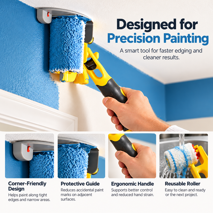 Paint Edger Roller Brush Clean Cut Cutting in Tool for Walls Ceilings