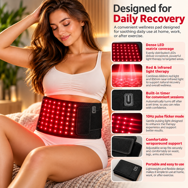 Infrared Light Therapy Pad Belt Red Light Warming Wrap for Muscles