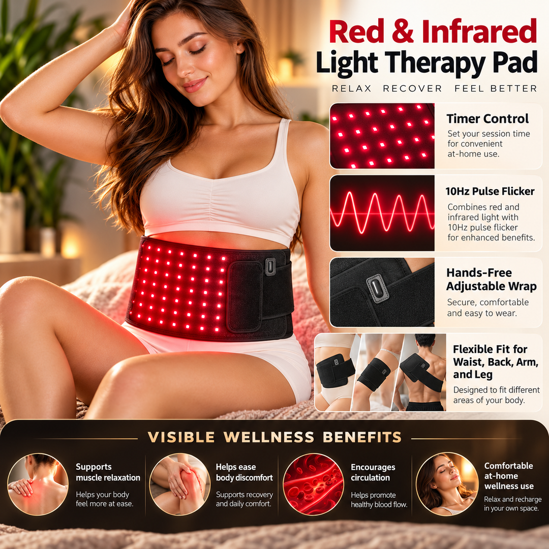 Infrared Light Therapy Pad Belt Red Light Warming Wrap for Muscles