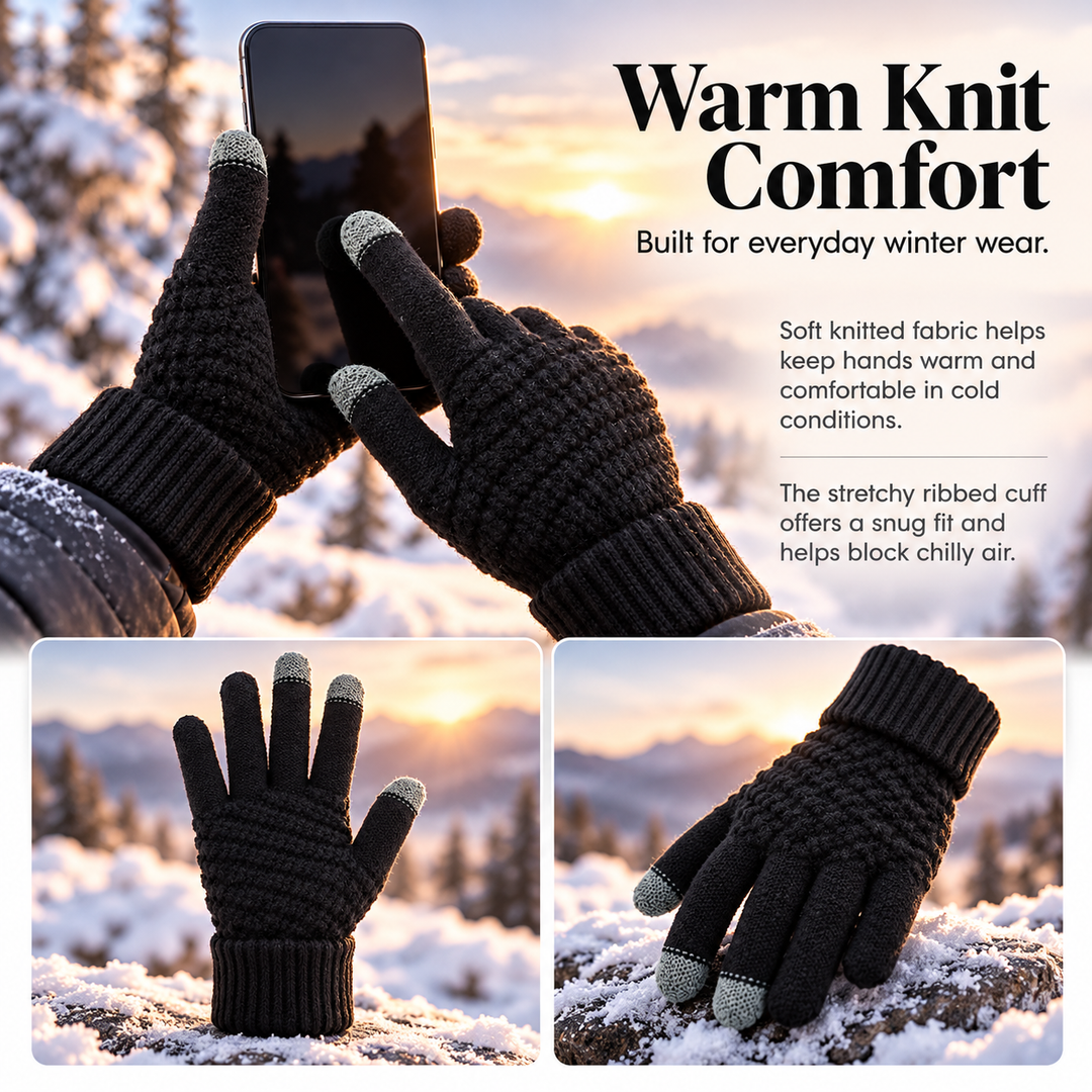 Wool Touchscreen Gloves Soft Warm Winter Knit for Men and Women