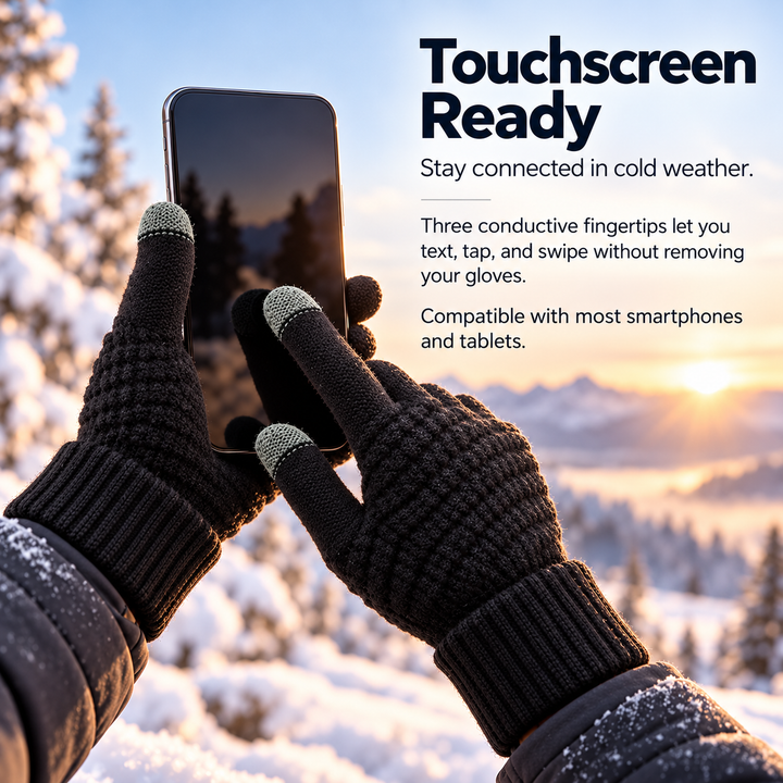 Wool Touchscreen Gloves Soft Warm Winter Knit for Men and Women